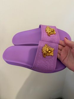 Versace Medusa Slide Sandals in Purple