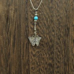 18" Sterling Silver Rustic Hanging Butterfly Necklace Vintage