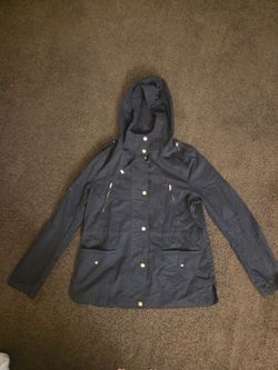 Women's Hooded Navy Utility Jacket