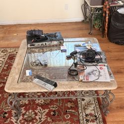 Glass Coffee Table, End Table, And Foyer Table Set