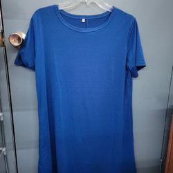 Royal Blue Tshirt Above The Knee Dress Sixe 2xlargr