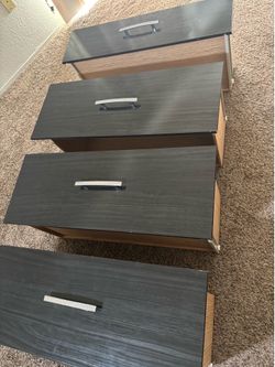 Dark Wood Dresser Drawers with Chrome Handles