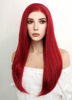 Long Straight Red Synthetic Hair Wig