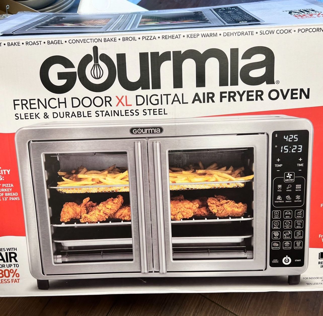 Gourmia XL Digital Air Fryer Toaster Oven with SinglePull French Doors