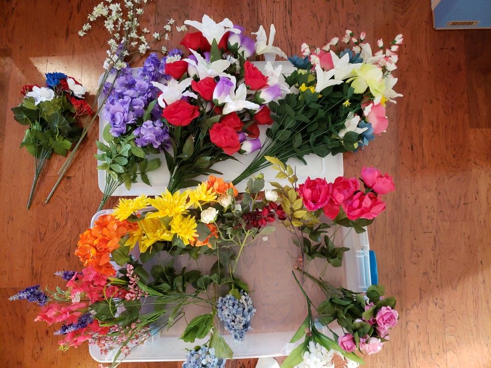 Artificial Assorted Flowers And Bunches