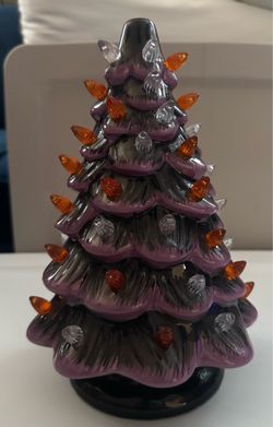 Purple Ceramic Christmas Tree with Lights