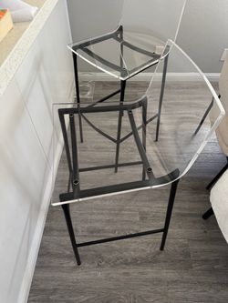Clear Acrylic Bar Stools with Black Metal Frame – Set of 2