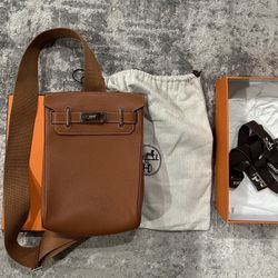 Hermes Hac a Dos PM Gold Brown Togo Leather Palladium Hardware Bag