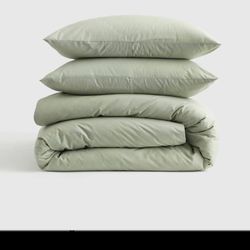 Quince Classic Organic Cotton Duvet cover set Sage King Size