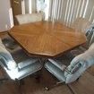 Dinning room Table with Extension and Cloth Tilting Chairs
