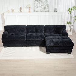 L Shaped Modular Sectional Sofa with Deep Seating Reversible 3-seat Sleeper Couch Comfortable Upholstered Furniture for Living Room Apartments Studios