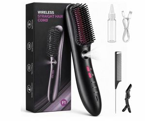 New Cordless Hair Straightening Comb with Spray Mist