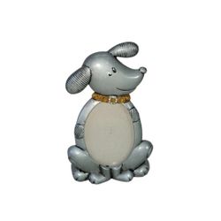 Dog Puppy Metal w/ Beaded Dog Collar Picture Frame 6" H Holds 3"× 2" Photo 
