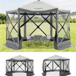 12x12ft Pop up Gazebo Screen Tent Screen House for Camping, Camping Outdoor Screened Gazebo with Mosquito Netting, Portable Hub Tent with Carrying Bag