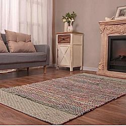 100% Cotton Indoor Stripe Bohemian/Eclectic Area Rug