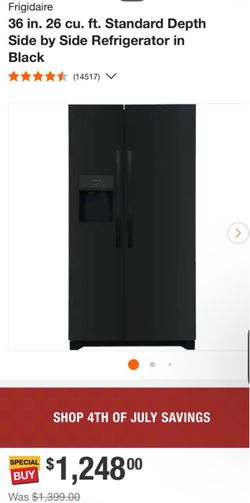 Frigidaire 36 in. Side by Side Refrigerator Black