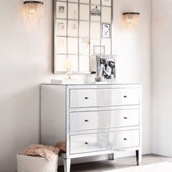 Restoration Hardware Beaumont Églomisé Mirrored Dresser | Silver | 42”