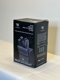 HD Hunter Dual 19-Piece Stainless Steel Kitchen Knife Set with Block Self Sharpening New
