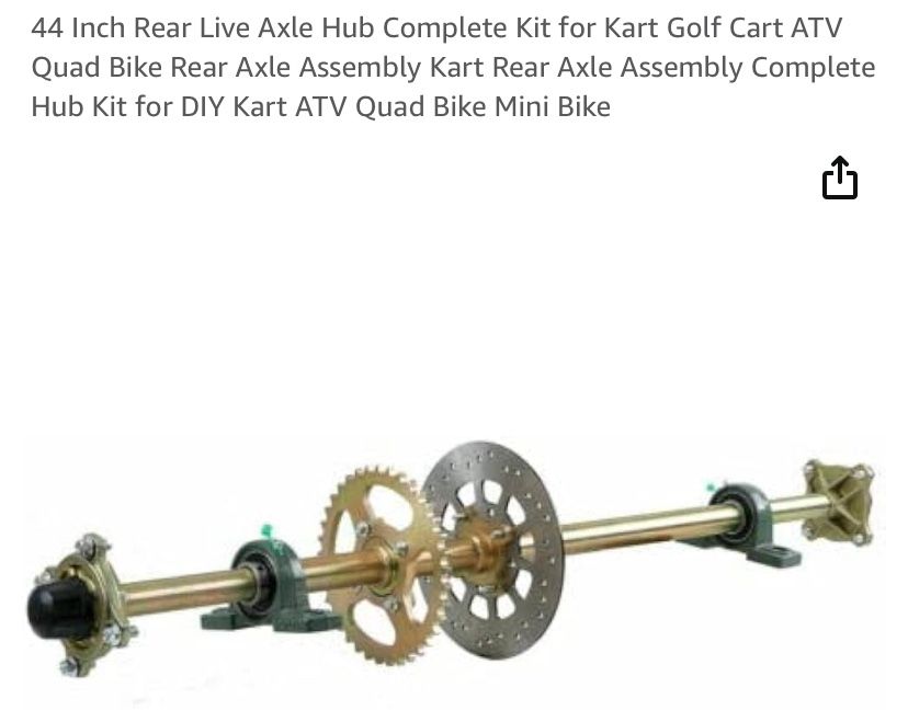 44 Inch Rear Live Axle Hub Complete Kit for Kart Golf Cart ATV Quad Bike Rear Axle Assembly Kart Rear Axle Assembly Complete Hub Kit for DIY Kart ATV