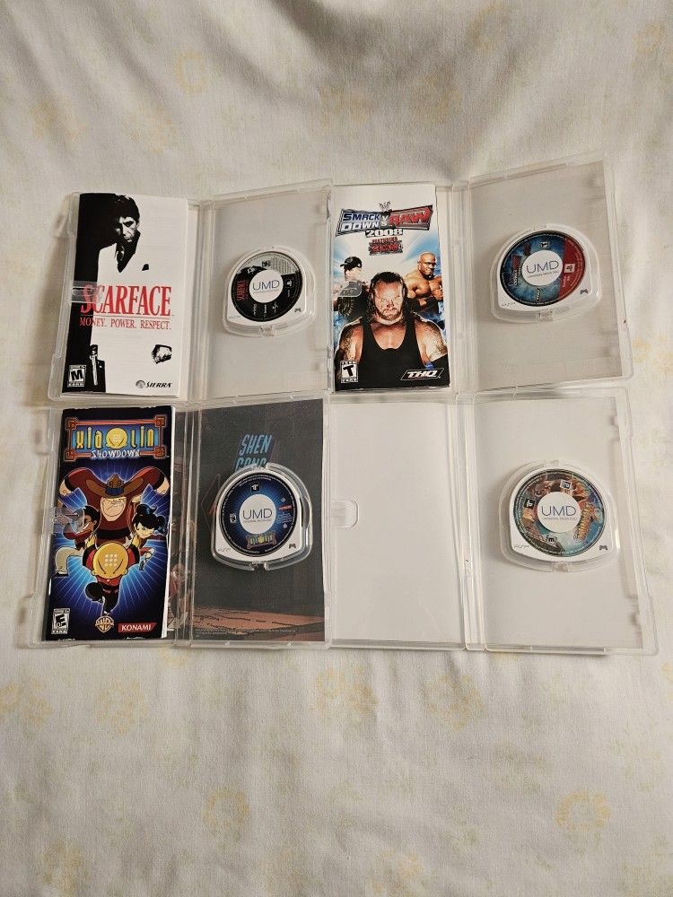 PlayStation PSP Video Games Scarface $35,SmackdownVsRaw 15,Other Games $10 Each