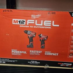 Milwaukee
M12 FUEL 12-Volt Lithium-Ion Brushless Cordless Hammer Drill and Impact Driver Combo Kit w/2 Batteries and Bag (2-Tool)