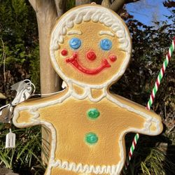 24” Deluxe Gingerbread w/Candy Cane Blow Mold-Vintage Christmas