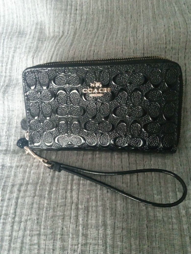 Coach Signature Embossed Black Wallet