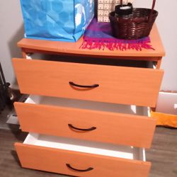 Wooden Rolling 3 Cabinet Dresser W Desk