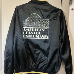 Vintage American Coaster Enthusiasts Satin Bomber Jacket Size L. 