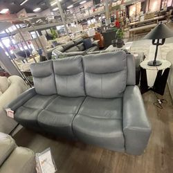 Steel Leather Power Reclining Sofa 