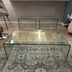 Glass Coffee Table And Side Tables