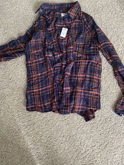 Express, plaid snap button down shirt. New with tags