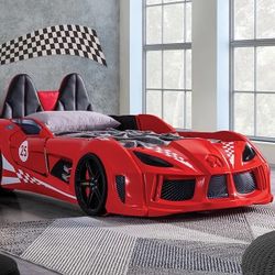 Indianapolis Collection Twin size Race car design bed- LED lights in wheels-available in 4 colors Now On Sale 998.00 Free Delivery 🚚 