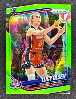 LUCY OLSEN 2025 Panini Prizm WNBA #104 Rookie Lime Green Holo 176/225 Mystics RC
