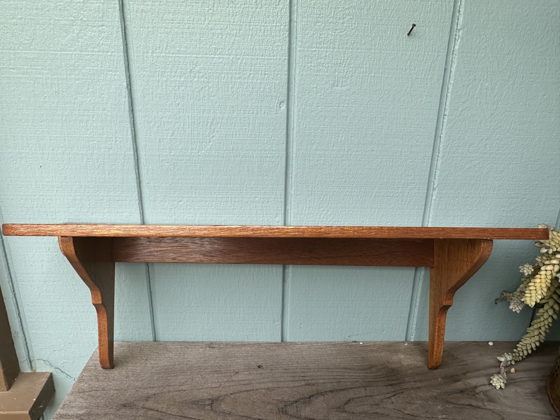Vintage Handcrafted Teak Hanging Shelf