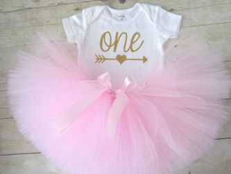 1st Birthday Tutu set Pink and Gold