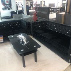 Black Sofa Loveseat 