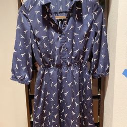 Women’s dress blue silk feeling dress cloth one piece size M