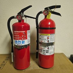 2 Commercial Fire Extinguishers w/ Brackets (Kidde & First Alert) - Rechargeable
