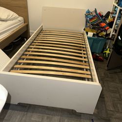 White Ikea Twin Size Bed With Mattress 
