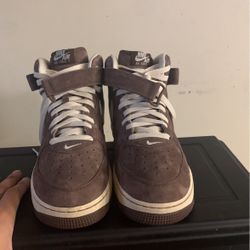 Brown And White High Top Air Force Ones