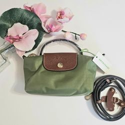 Longchamp mini bag with top handle and crossbody Bag purse handbag gift  green