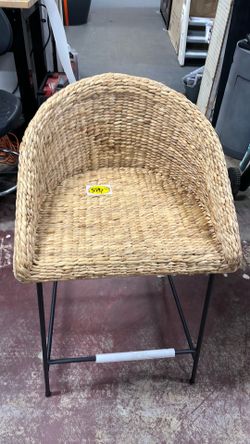 StyleWell 24 in. Natural Woven Hyacinth Counter Stool with Low Back