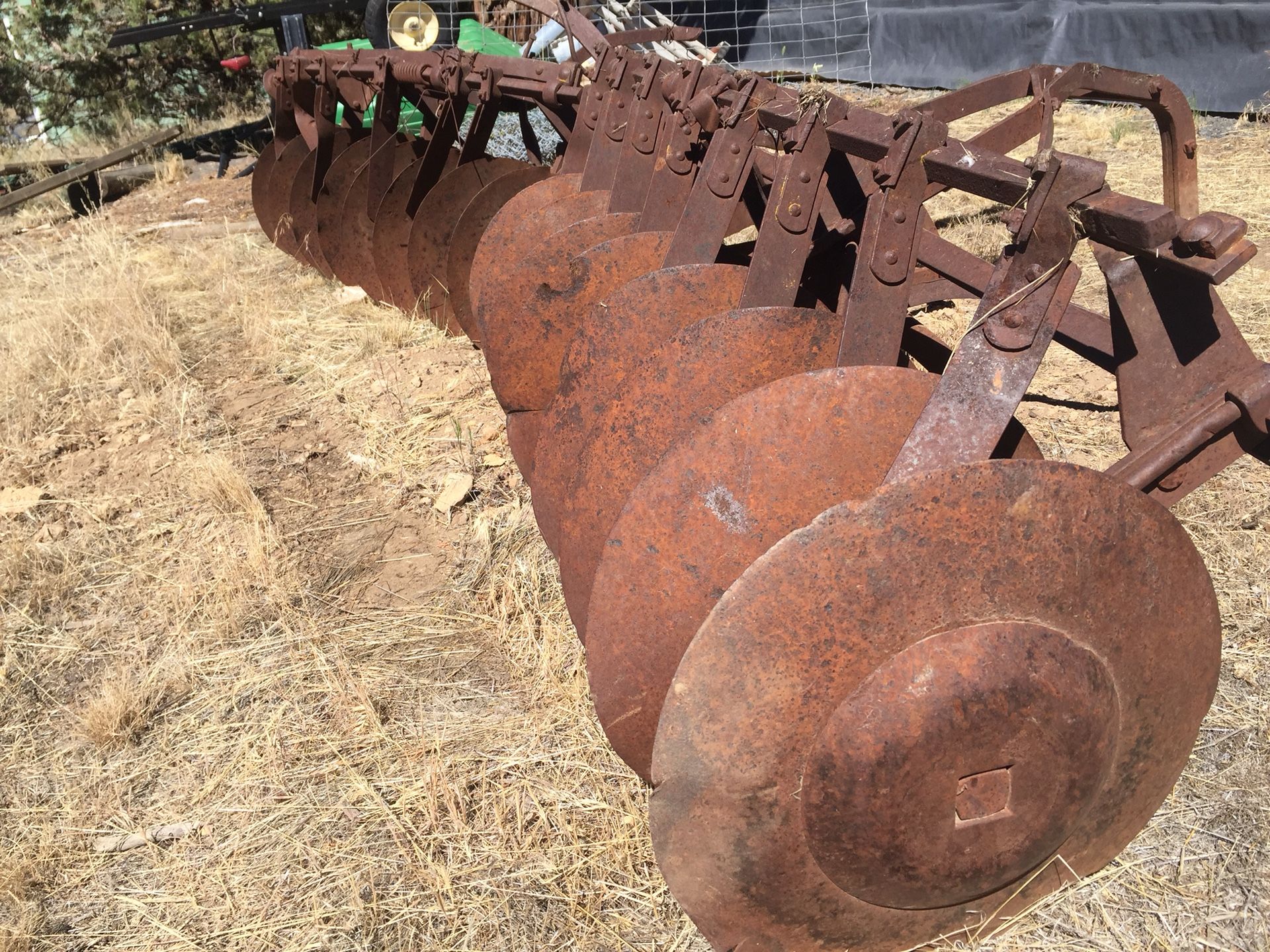 Antique farm disc harrow