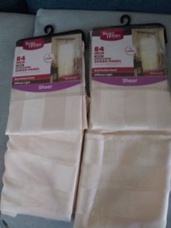 NEW - 4 Sets Of Sheer Striped Curtain Panels