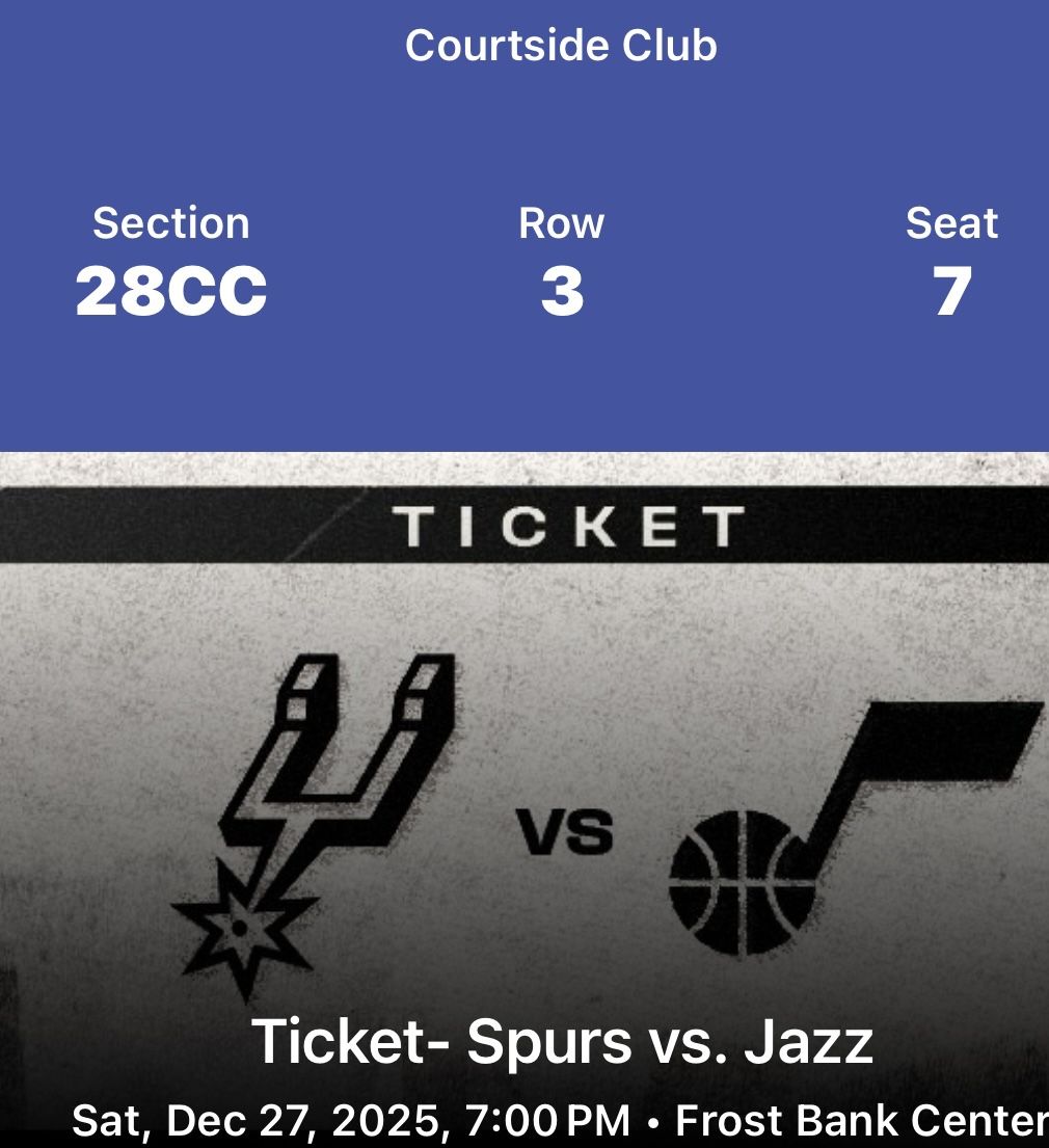 Spurs vs. Jazz Saturday December 27, 2025