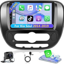 Podofo 2+64G Car Stereo Radio for Kia Soul 2014 2015 2016 2017 2018 2019 with CarPlay Android Auto 9" Touch Screen Audio with GPS Navigation Bluetooth