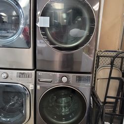 New LG Front Loading Washer And New LG Stackable Gas Dryer Set 