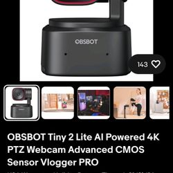 OBSBOT Tiny 2 4K PTZ Webcam 