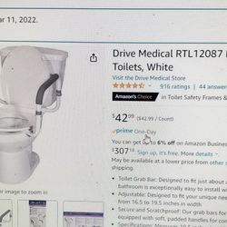 2-Drive Medical RTL 12087 Bathroom Grab Bar For Toilet 